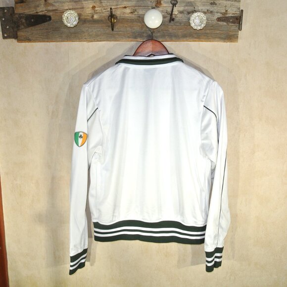 Women's Retro Irish White Green Ireland 50 Embroidered Track Jacket Size 12/14 - Picture 2 of 11